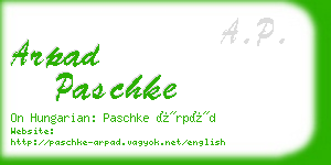 arpad paschke business card